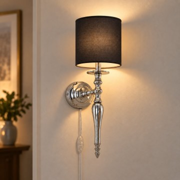 BRILAGI - Zidna lampa NUBILA 1xE27/60W/230V sjajni hrom/crna