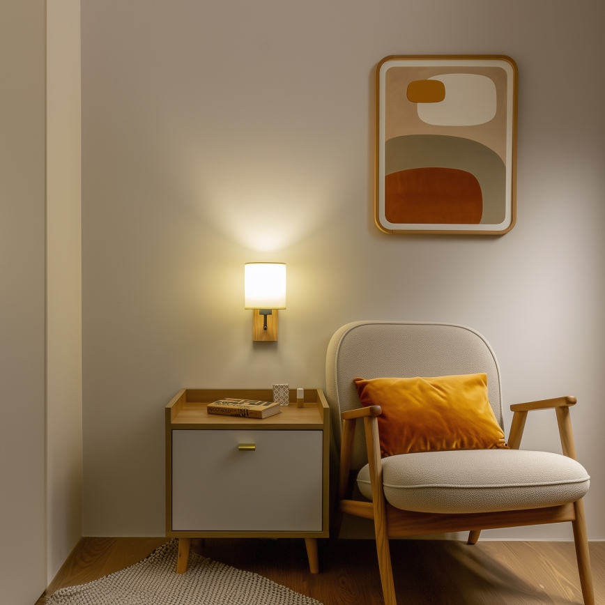 Brilagi - Zidna lampa NUBILA WOOD 1xE27/25W/230V hrast/crna/krem