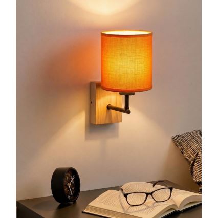 Brilagi - Zidna lampa NUBILA WOOD 1xE27/25W/230V hrast/crna/narandžasta