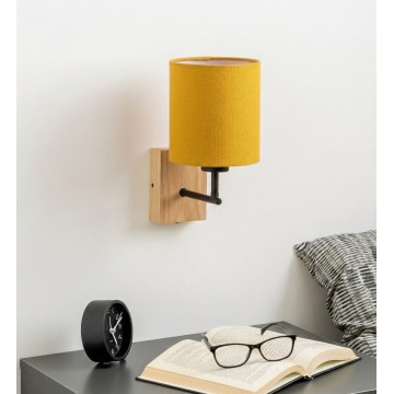 Brilagi - Zidna lampa NUBILA WOOD 1xE27/25W/230V hrast/crna/žuta