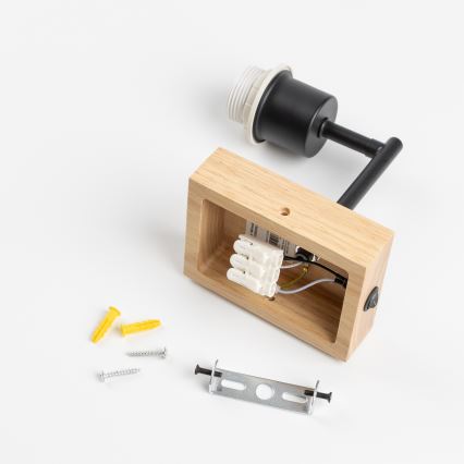 Brilagi - Zidna lampa NUBILA WOOD 1xE27/25W/230V hrast/crna/žuta
