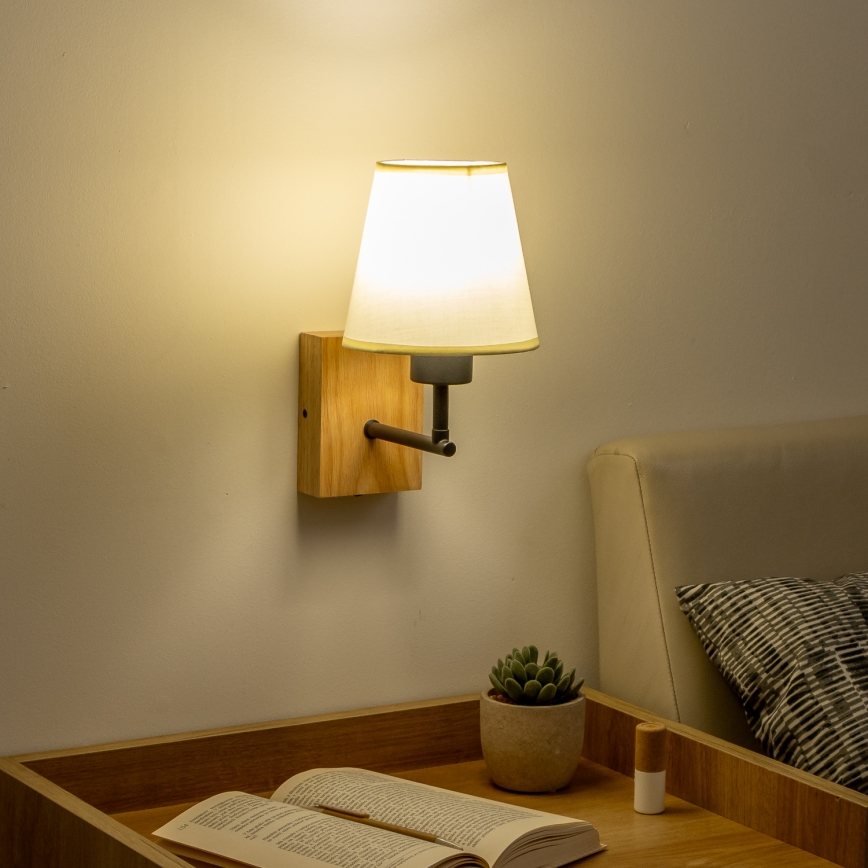 Brilagi - Zidna lampa NUBILA WOOD 1xE27/25W/230V hrast/krem