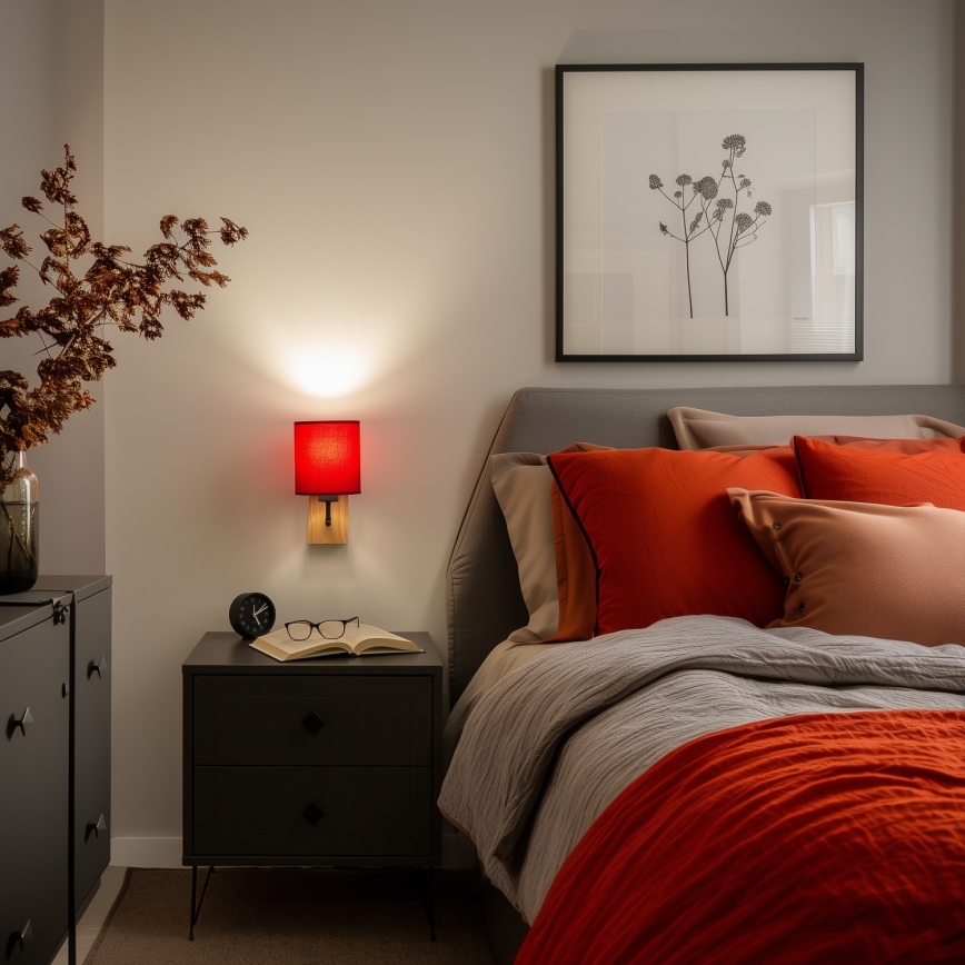 Brilagi - Zidna lampa NUBILA WOOD 1xE27/25W/230V hrast/pompejska crvena