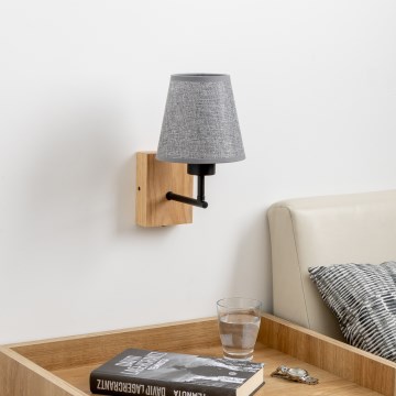 Brilagi - Zidna lampa NUBILA WOOD 1xE27/25W/230V hrast/siva