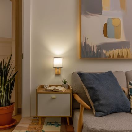 Brilagi - Zidna lampa NUBILA WOOD 1xE27/25W/230V hrast/siva