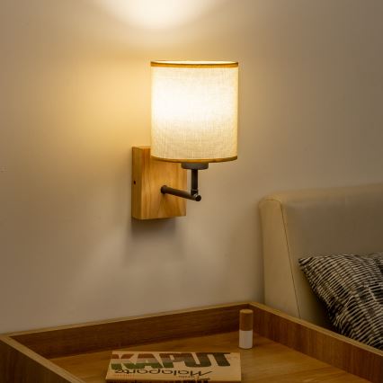 Brilagi - Zidna lampa NUBILA WOOD 1xE27/25W/230V hrast/svetlo braon