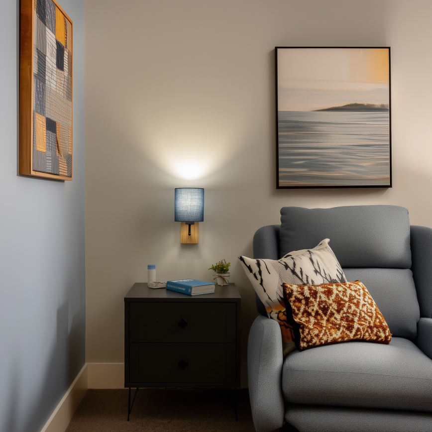 Brilagi - Zidna lampa NUBILA WOOD 1xE27/25W/230V hrast/tamno plava