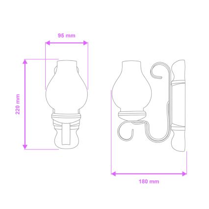 Brilagi - Zidna lampa RUSTIC 1xE14/40W/230V bukva