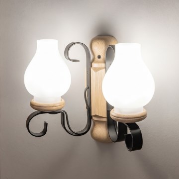 Brilagi - Zidna lampa RUSTIC 2xE14/40W/230V hrast