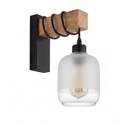 BRILAGI - Zidna lampa WOOD GLASS 1xE27/60W/230V borovina/crna/bela
