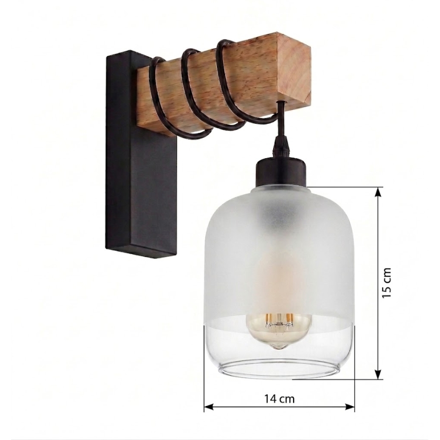 BRILAGI - Zidna lampa WOOD GLASS 1xE27/60W/230V borovina/crna/bela