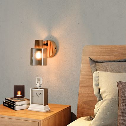 Brilagi - Zidna spot svetiljka HYGGE 1xE14/15W/230V drvo/zadimljeno