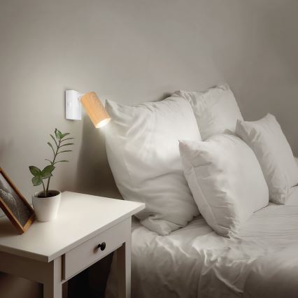 Brilagi - Zidna spot svetiljka SELE 1xGU10/30W/230V bela/dekor hrasta