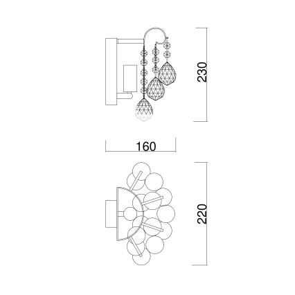 Brilagi - Zidna svetiljka CRYSTAL 1xE14/60W/230V mesing