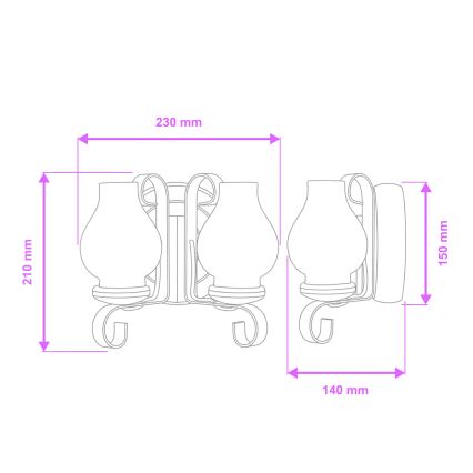 Brilagi - Zidna svetiljka ROATA APLICA 2xE14/40W/230V buk