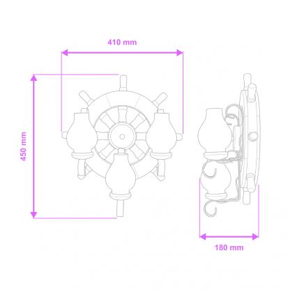 Brilagi - Zidna svetiljka TIMONA 3xE14/40W/230V bukva