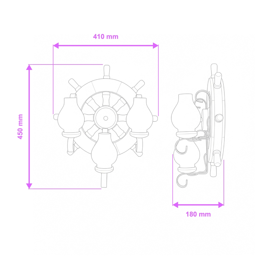 Brilagi - Zidna svetiljka TIMONA 3xE14/40W/230V bukva