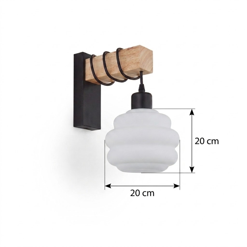 BRILAGI - Zidna svetiljka WOOD GLASS 1xE27/60W/230V borovina/crna/bela