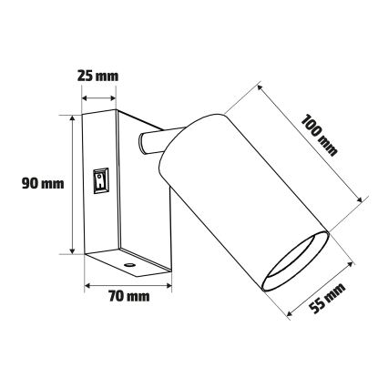 Brilagi - Zidni spot SELE 1xGU10/30W/230V crno/dekor hrasta