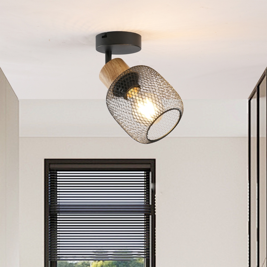 Brilagi - Zidno spot svetlo BASKLITE 1xE27/15W/230V drvo/crna