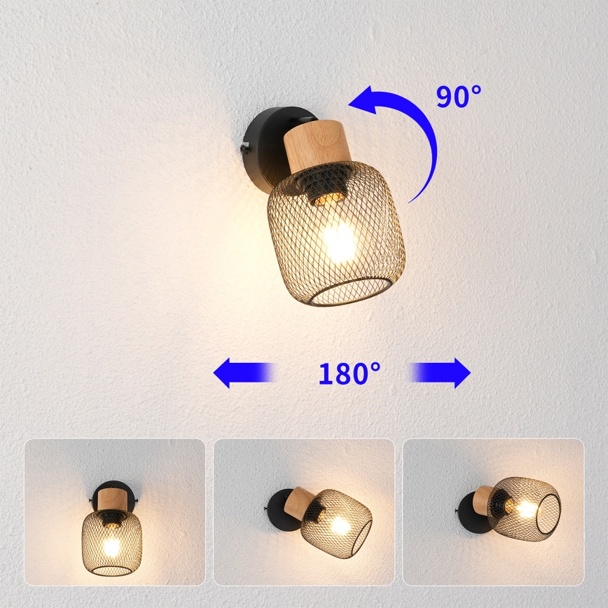 Brilagi - Zidno spot svetlo BASKLITE 1xE27/15W/230V drvo/crna