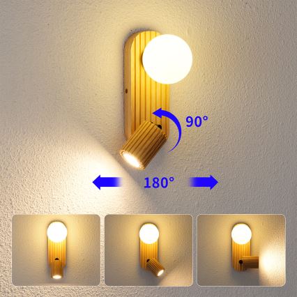 Brilagi - Zidno spot svetlo MODERN WOOD 1xG9/5W/230V + 1xGU10/8W drvo