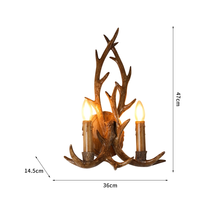 Brilagi - Zidno svetlo DEER 2xE14/10W/230V rogovi