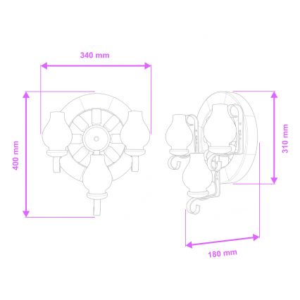 Brilagi - Zidno svetlo ROATA APLICA 3xE14/40W/230V bukva
