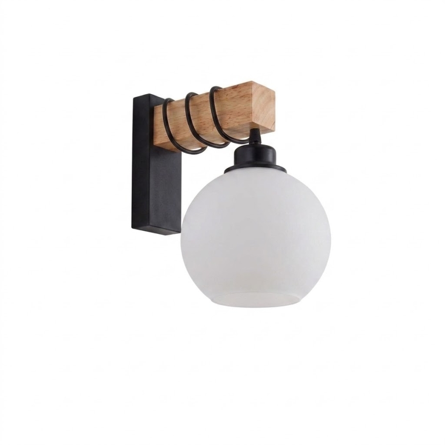 BRILAGI - Zidno svetlo WOOD GLASS 1xE27/60W/230V borovina/crna/bela