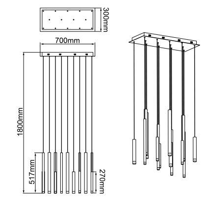 Brilliant - LED prigušiva visilica na sajli CEMBALO LED/60W/230V mat hrom/crna/smeđa