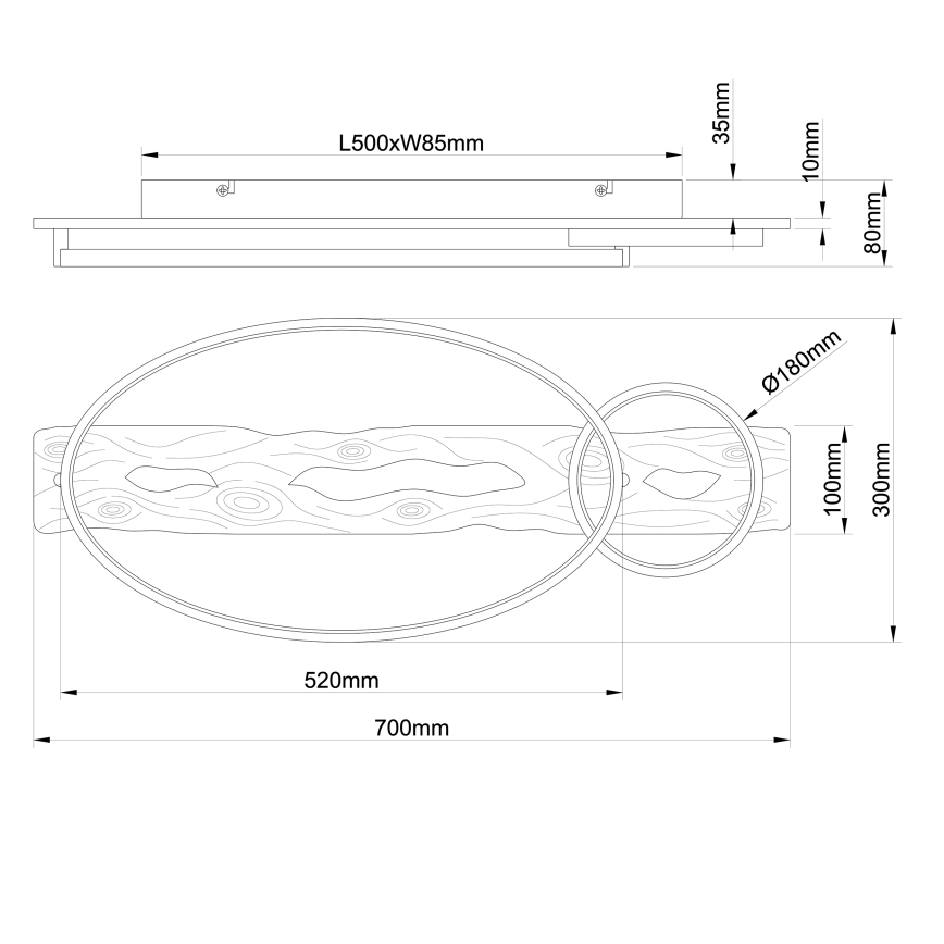 Brilliant - LED Prigušiva plafonska svetiljka PIRUS LED/30W/230V 30x70 cm kaučukovo drvo