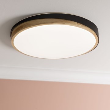 Brilliant - LED prigušiva plafonska svetiljka BAARLO LED/36W/230V 3000-6500K prečnik 50 cm crna/kaučukovo drvo + daljinsko upravljanje