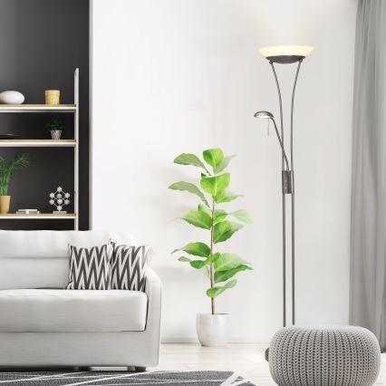 Brilliant - LED prigušiva podna lampa FINN 2xLED/13W/230V matni hrom