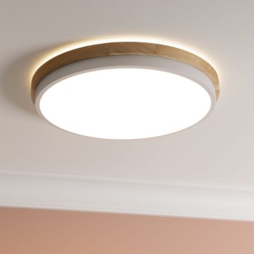 Brilliant - LED prigušiva stropna svetiljka BAARLO LED/24W/230V prečnik 35 cm bela/kaučukovo drvo