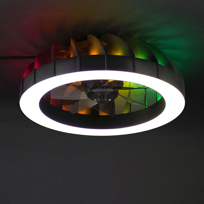 Brilliant - LED RGBW prigušiva plafonski ventilator sa svetlom FANORA LED/30W/230V 2700-6500K prečnik 46 cm crna + daljinski upravljač