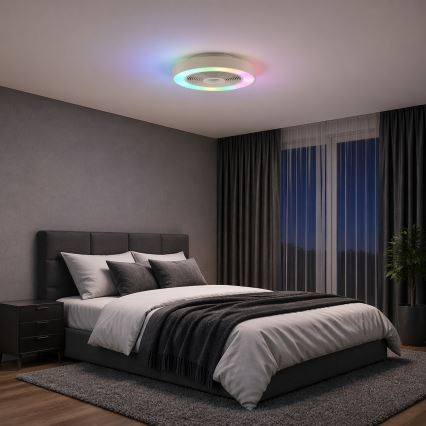 Brilliant - LED RGBW prigušiva plafonska svetiljka sa ventilatorom CATANIA LED/37W/230V 2700-6500K prečnik 48,6 cm u bež boji + daljinski upravljač