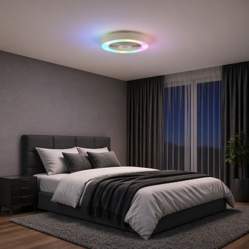 Brilliant - LED RGBW prigušiva plafonska svetiljka sa ventilatorom CATANIA LED/37W/230V 2700-6500K prečnik 48,6 cm u bež boji + daljinski upravljač