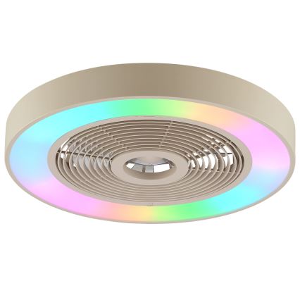 Brilliant - LED RGBW prigušiva plafonska svetiljka sa ventilatorom CATANIA LED/37W/230V 2700-6500K prečnik 48,6 cm u bež boji + daljinski upravljač
