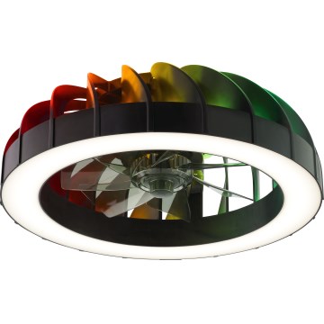 Brilliant - LED RGBW prigušiva plafonski ventilator sa svetlom FANORA LED/30W/230V 2700-6500K prečnik 46 cm crna + daljinski upravljač