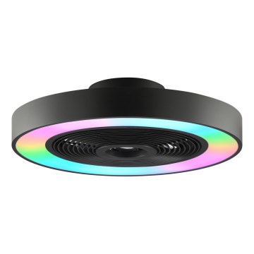 Brilliant - LED RGBW prigušiva stropna lampa sa ventilatorom CATANIA LED/37W/230V 2700-6500K prečnik 48,6 cm crna + daljinski upravljač