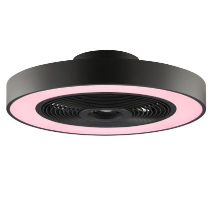 Brilliant - LED RGBW prigušiva stropna lampa sa ventilatorom CATANIA LED/37W/230V 2700-6500K prečnik 48,6 cm crna + daljinski upravljač