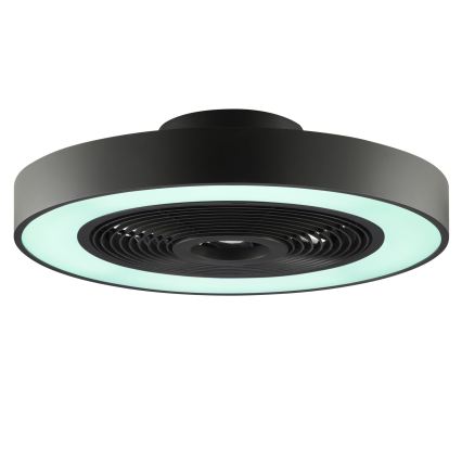 Brilliant - LED RGBW prigušiva stropna lampa sa ventilatorom CATANIA LED/37W/230V 2700-6500K prečnik 48,6 cm crna + daljinski upravljač