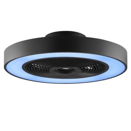 Brilliant - LED RGBW prigušiva stropna lampa sa ventilatorom CATANIA LED/37W/230V 2700-6500K prečnik 48,6 cm crna + daljinski upravljač