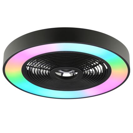 Brilliant - LED RGBW prigušiva stropna lampa sa ventilatorom CATANIA LED/37W/230V 2700-6500K prečnik 48,6 cm crna + daljinski upravljač