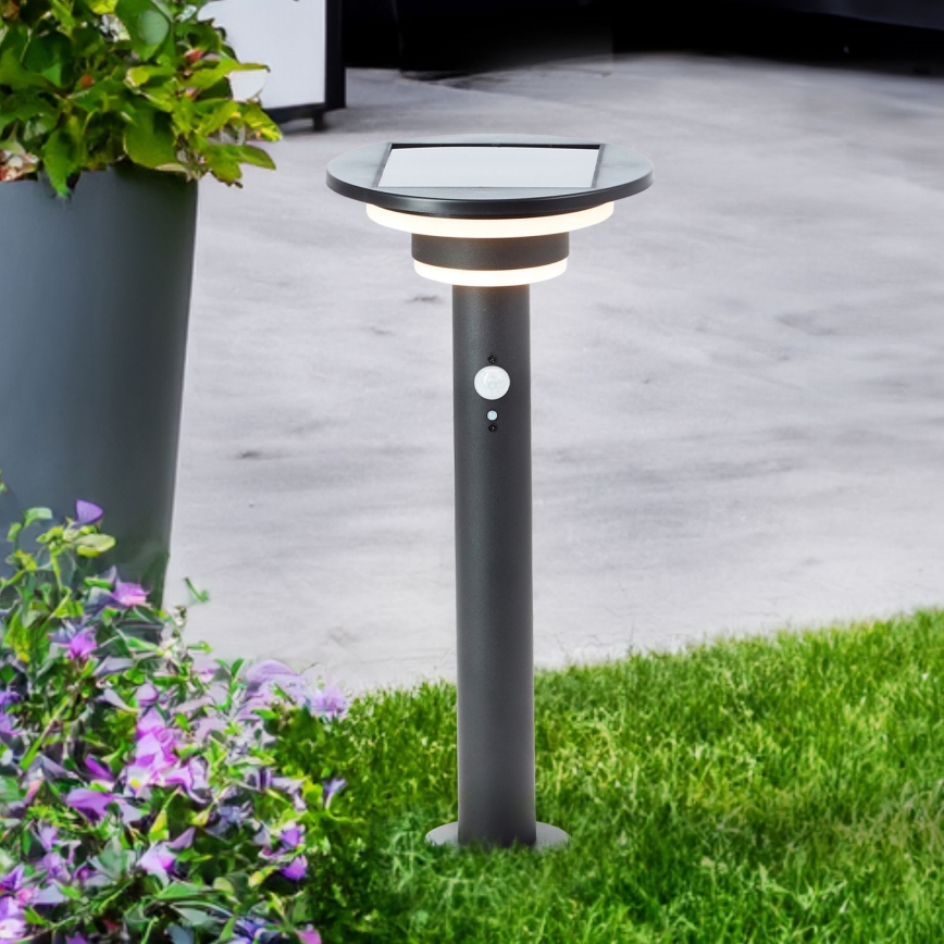 Brilliant - LED solarna lampa sa senzorom GARVINA LED/3W/3,7V 2000 mAh 45 cm IP44 crna