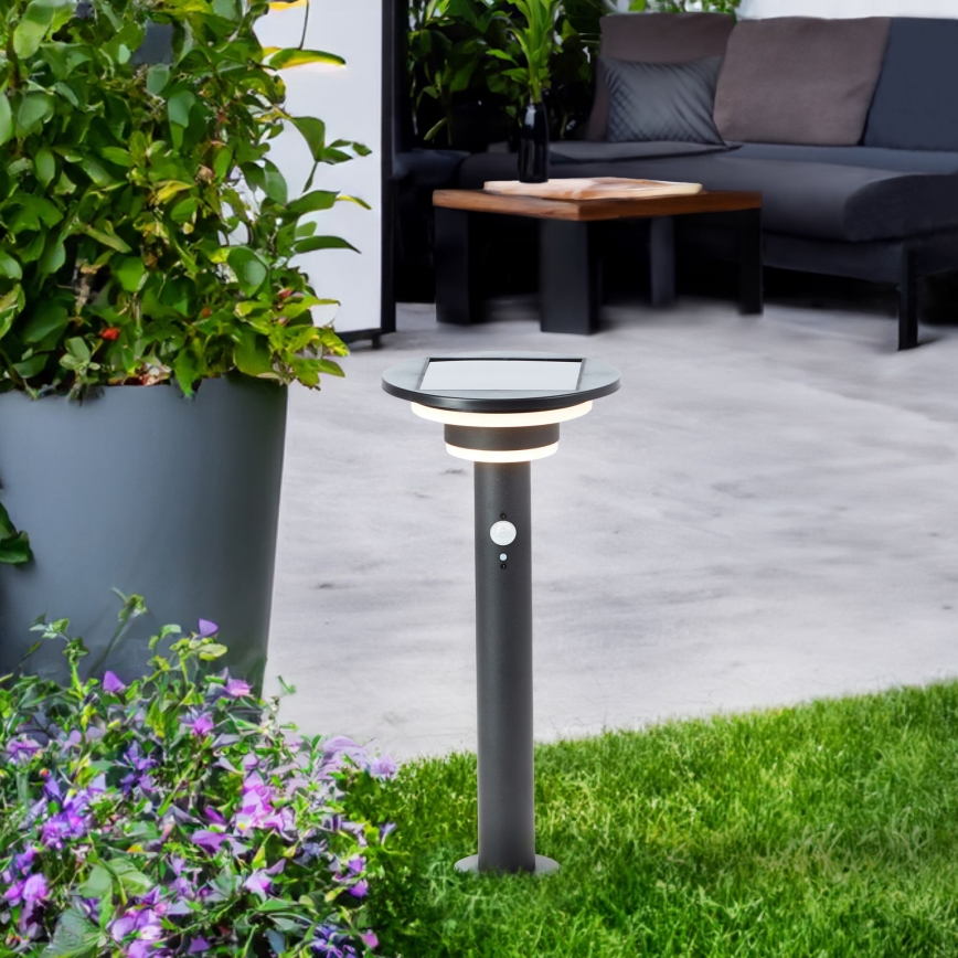 Brilliant - LED solarna lampa sa senzorom GARVINA LED/3W/3,7V 2000 mAh 45 cm IP44 crna