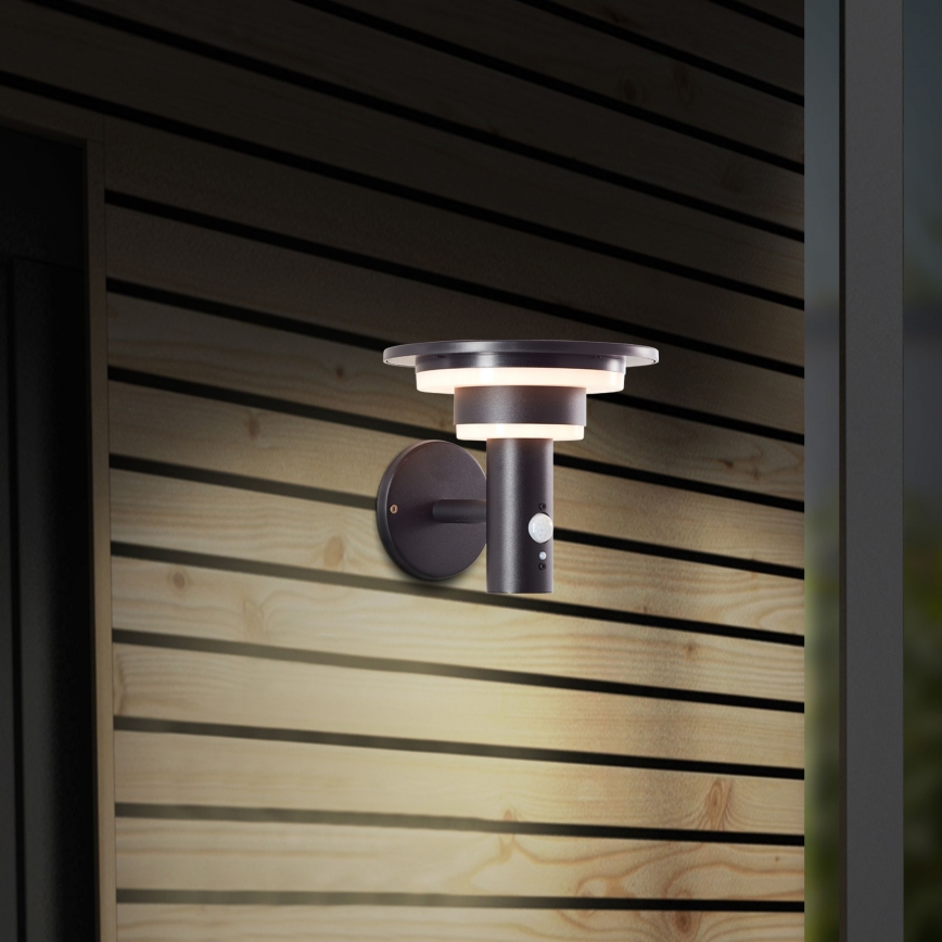 Brilliant - LED solarno zidno svetlo sa senzorom GARVINA LED/3W/3,7V 2000 mAh IP44 crno