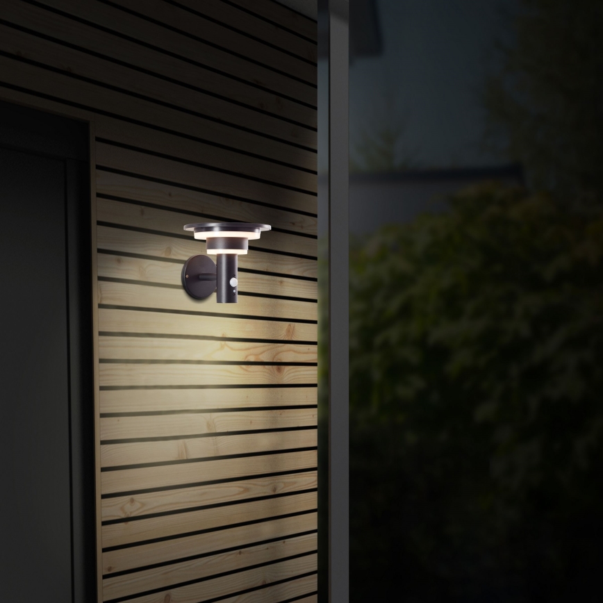 Brilliant - LED solarno zidno svetlo sa senzorom GARVINA LED/3W/3,7V 2000 mAh IP44 crno