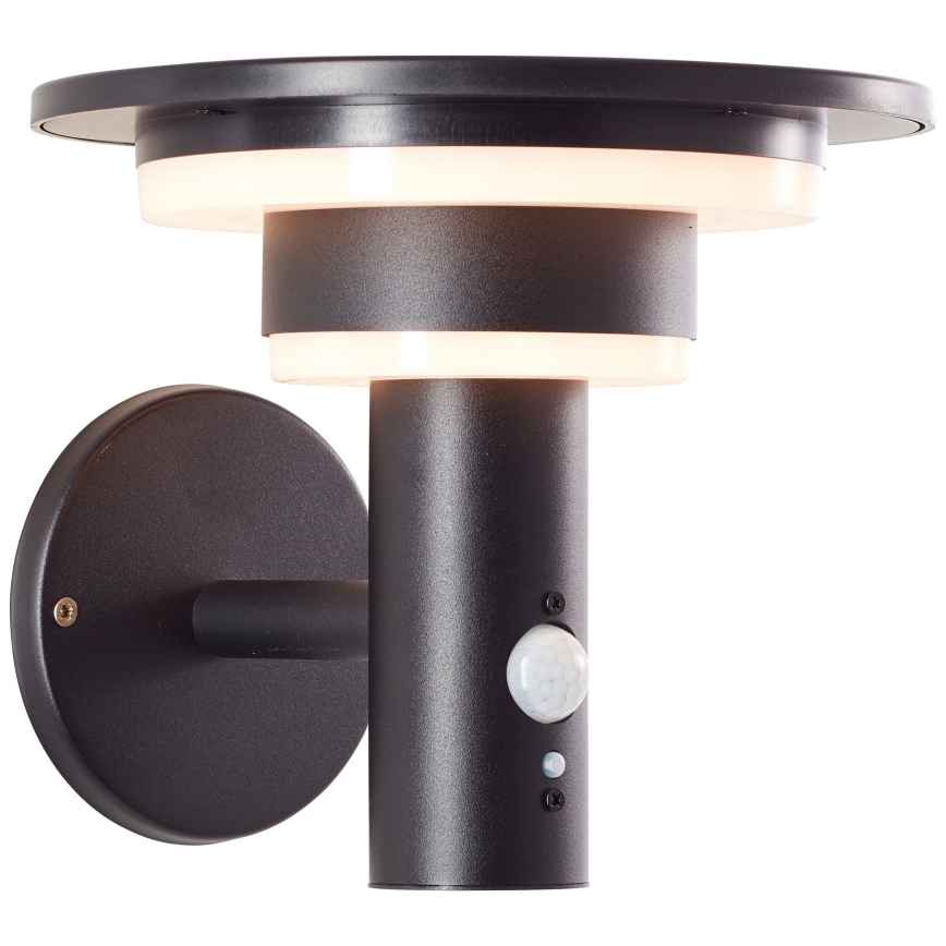 Brilliant - LED solarno zidno svetlo sa senzorom GARVINA LED/3W/3,7V 2000 mAh IP44 crno