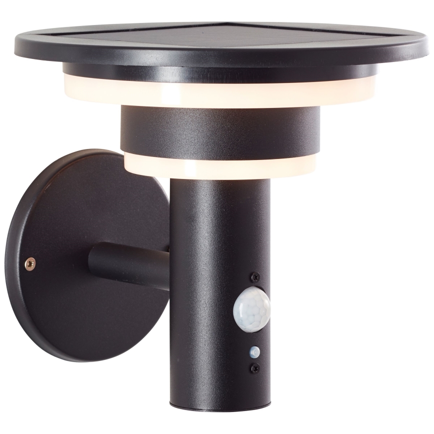 Brilliant - LED solarno zidno svetlo sa senzorom GARVINA LED/3W/3,7V 2000 mAh IP44 crno